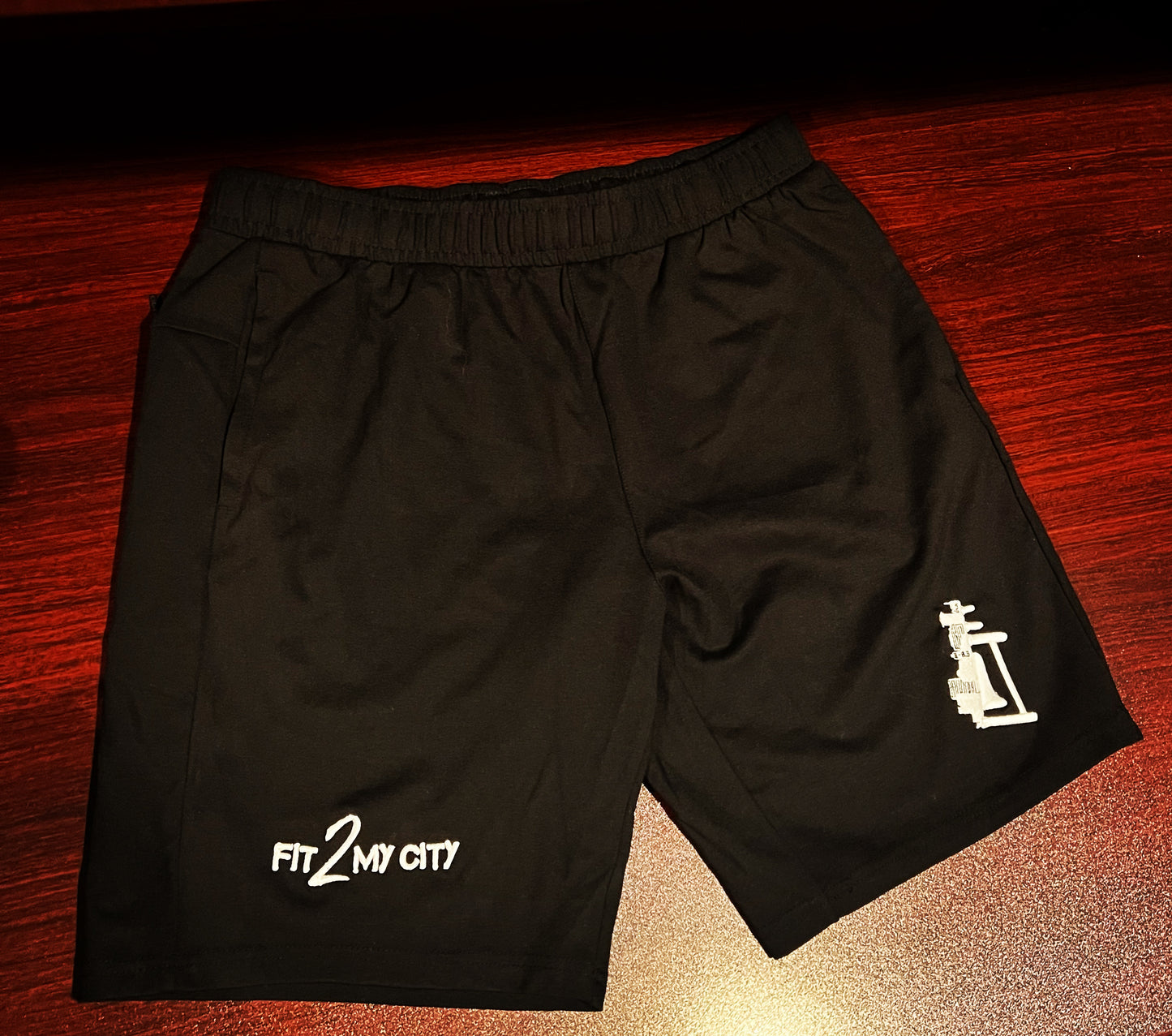 Black embroidered Fit2myCity shorts